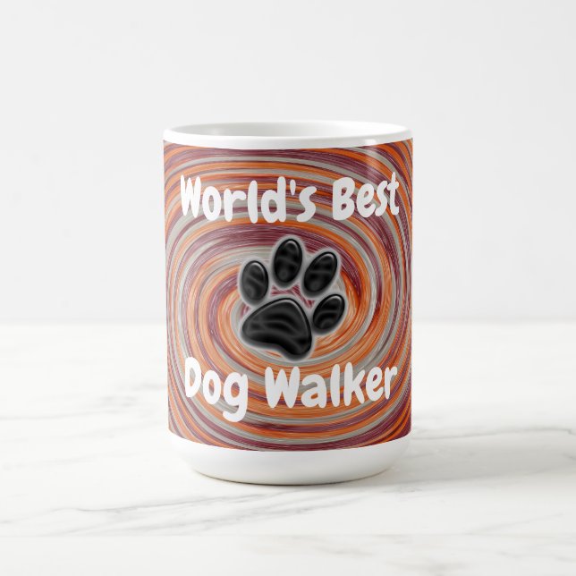 Worlds Best Dog Walker Groovy Paw Print Puppy Pet Coffee Mug (Center)