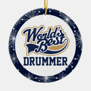 Worlds Best Drummer Music Gift Ceramic Ornament