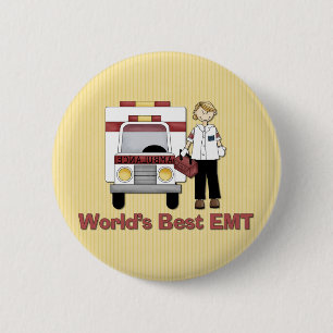 World's Best EMT Female 6 Cm Round Badge