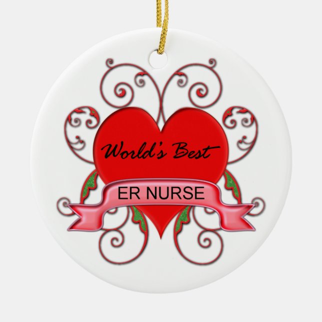 World's Best ER Nurse Ceramic Ornament (Front)