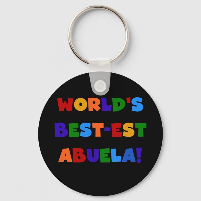 World's Best-est Abuela Bright Colours Tshirts Key Ring (Front)