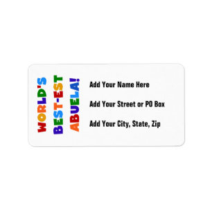 World's Best-est Abuela Bright Colours Tshirts Label