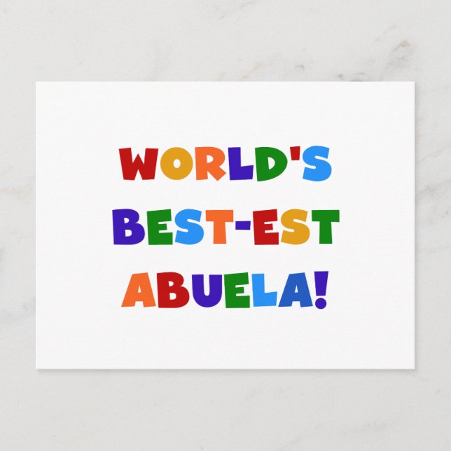 World's Best-est Abuela Bright Colours Tshirts Postcard (Front)
