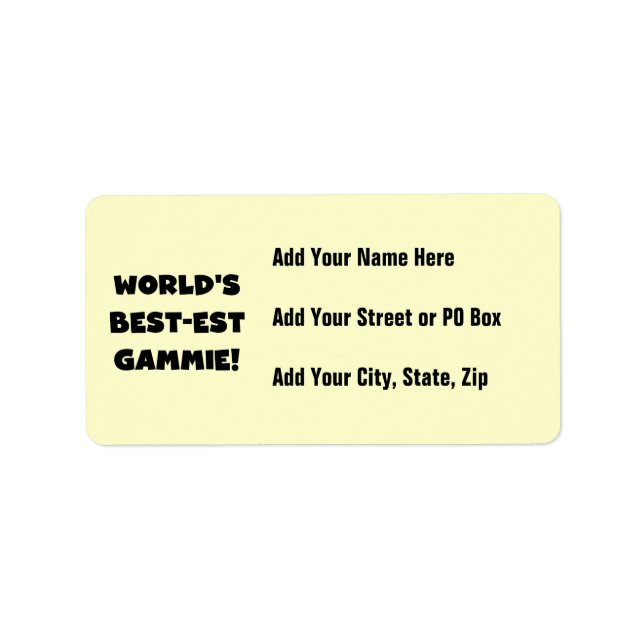 World's Best-est Gammie Black and White Gifts Label (Front)