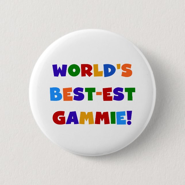 World's Best-est Gammie Bright Colours Gifts 6 Cm Round Badge (Front)