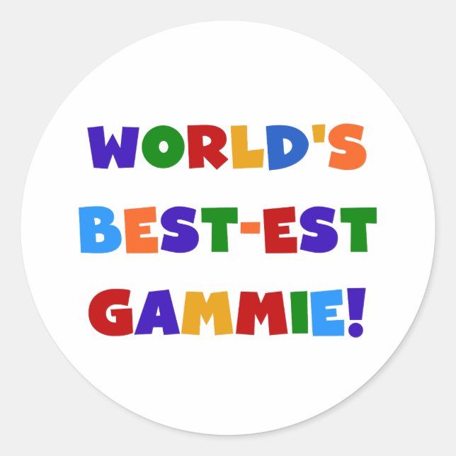 World's Best-est Gammie Bright Colours Gifts Classic Round Sticker (Front)