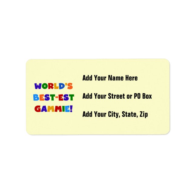 World's Best-est Gammie Bright Colours Gifts Label (Front)