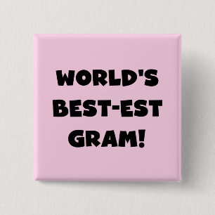 World's Best-est Gram Black Text Tshirts and GIfts 15 Cm Square Badge