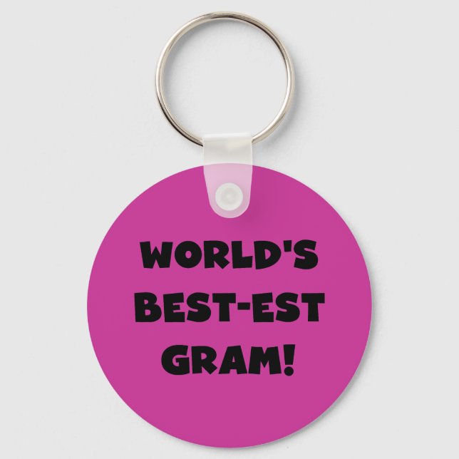World's Best-est Gram Black Text Tshirts and GIfts Key Ring (Front)
