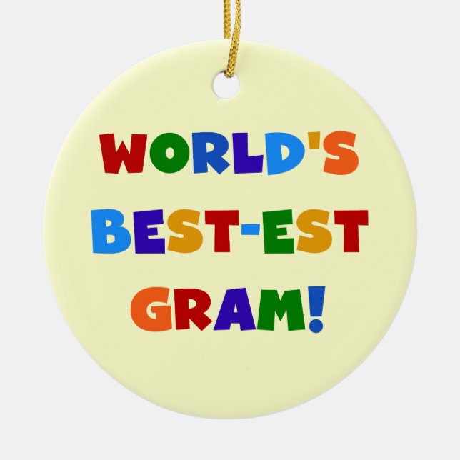 World's Best-est Gram Bright Colours Gifts Ceramic Tree Decoration (Front)