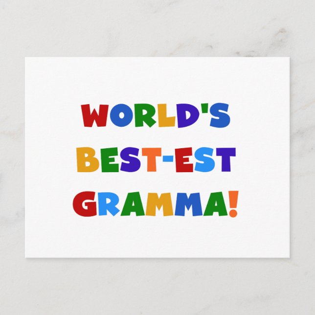 World's Best-est Gramma Bright Colours Postcard (Front)