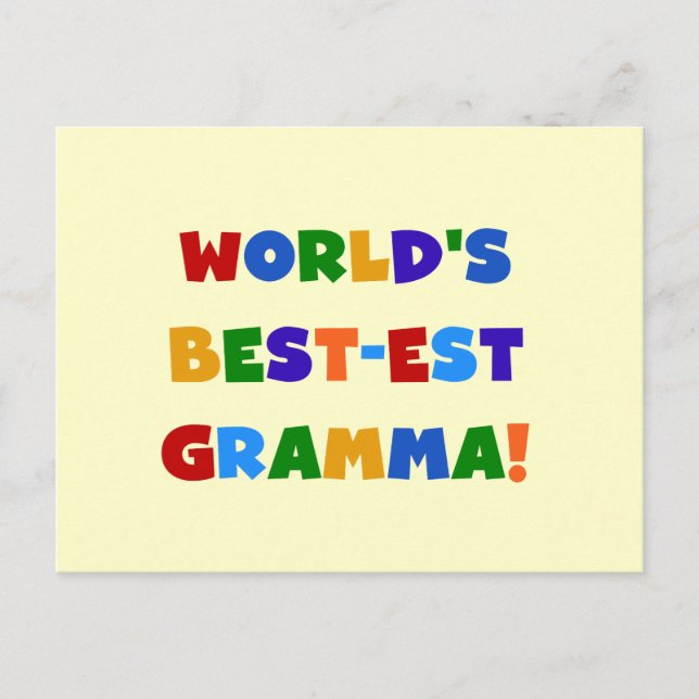 World's Best-est Gramma Bright Colours Postcard (Front)