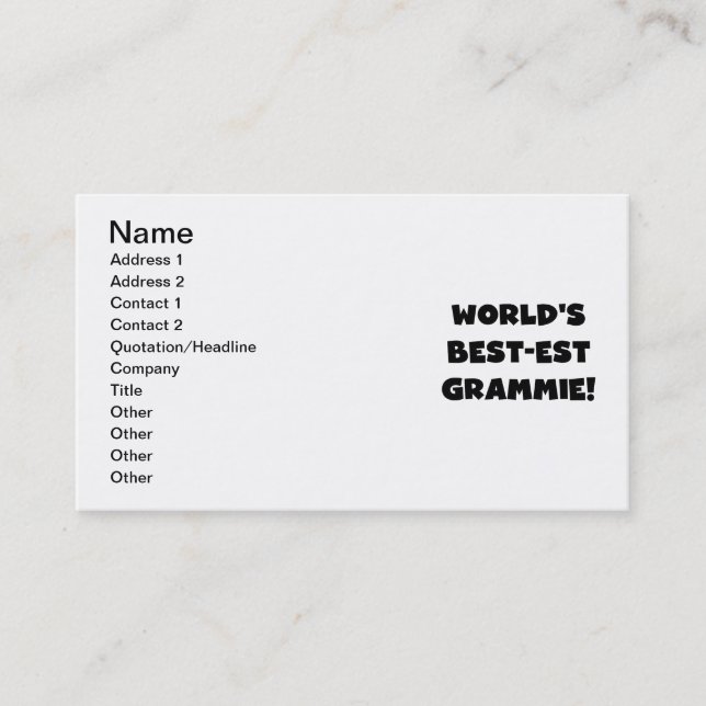 World's Best-est Grammie Black or White Gifts Business Card (Front)
