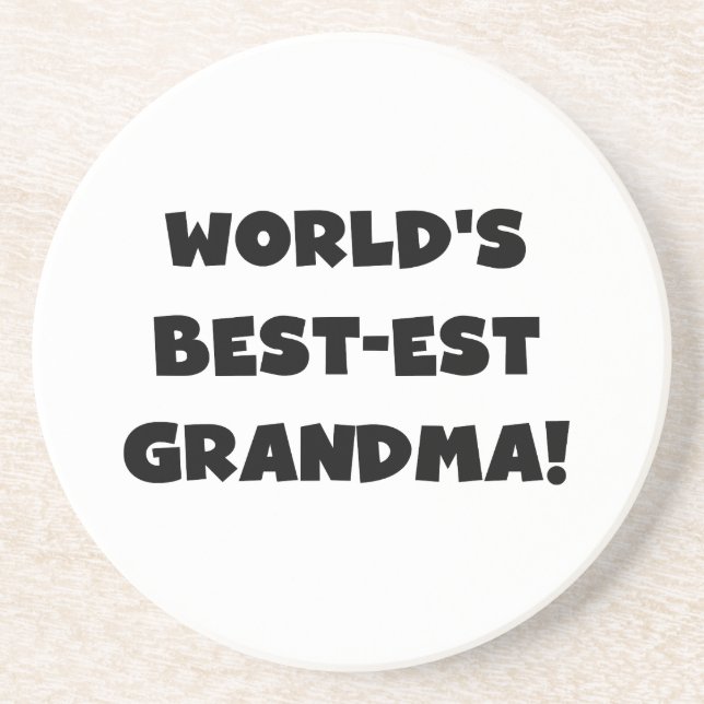 World's Best-est Grandma Black T-shirts and Gifts Coaster (Front)