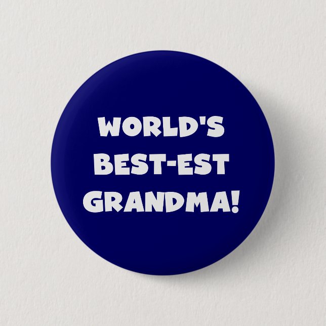 World's Best-Est Grandma White Text Gifts 6 Cm Round Badge (Front)