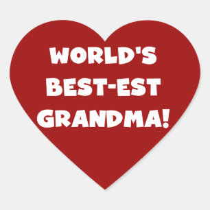 World's Best-Est Grandma White Text Gifts Heart Sticker