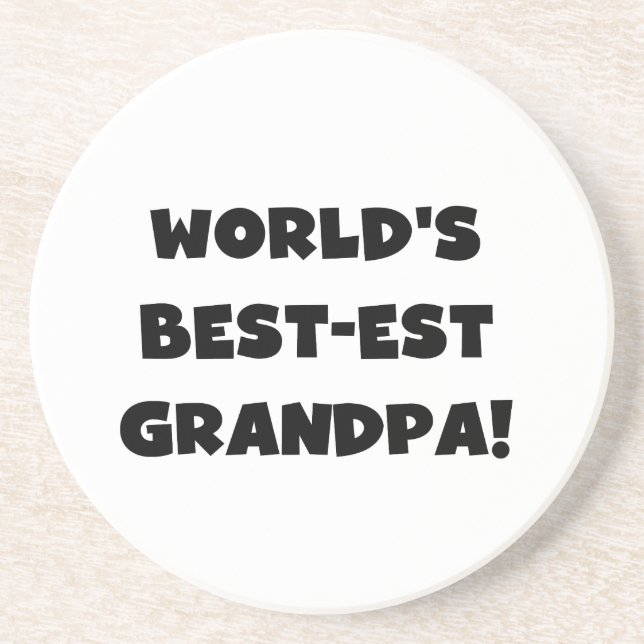 World's Best-est Grandpa Black or White Text Coaster (Front)