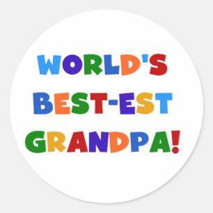 World's Best-est Grandpa Bright Colours Gifts Classic Round Sticker
