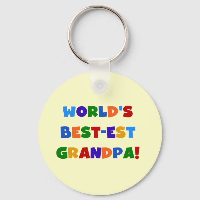 World's Best-est Grandpa Bright Colours Gifts Key Ring (Front)