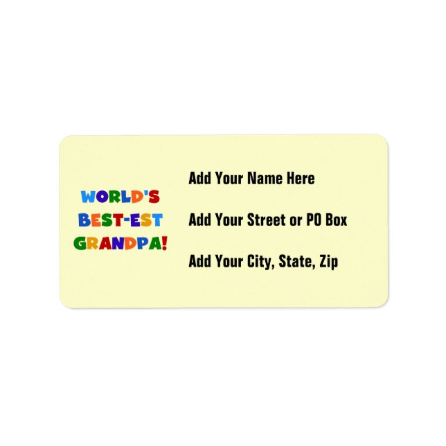 World's Best-est Grandpa Bright Colours Gifts Label (Front)