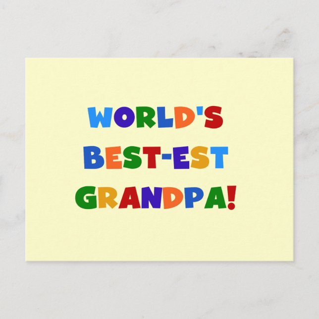 World's Best-est Grandpa Bright Colours Gifts Postcard (Front)