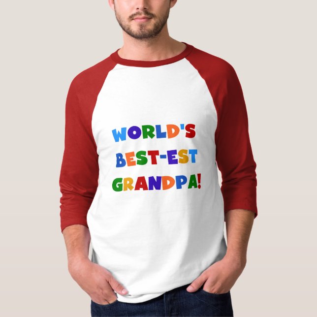 World's Best-est Grandpa Bright Colours Gifts T-Shirt (Front)