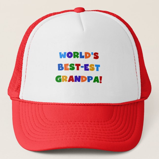 World's Best-est Grandpa Bright Colours Gifts Trucker Hat (Front)
