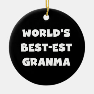 World's Best-est Granma Black and White Ceramic Tree Decoration