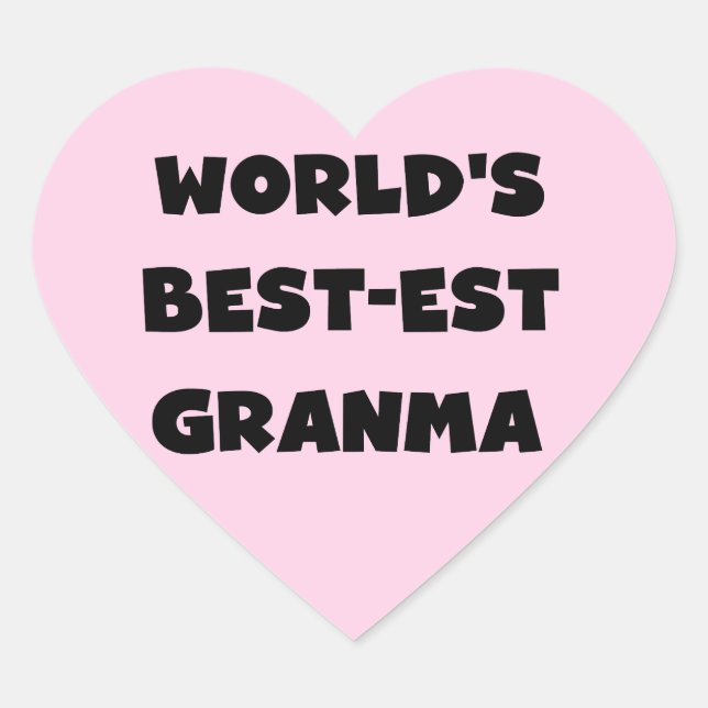 World's Best-est Granma Black and White Heart Sticker (Front)