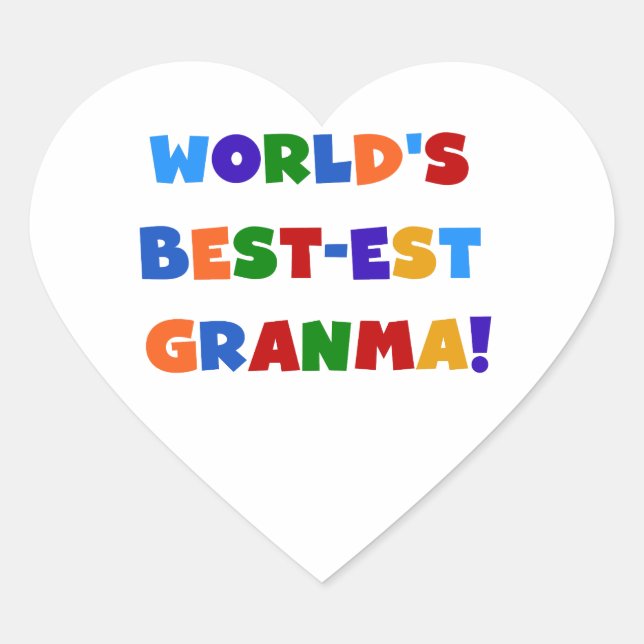 World's Best-est Granma Bright Colours Heart Sticker (Front)