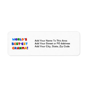 World's Best-est Granma Bright Colours Return Address Label