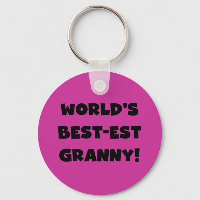 World's Best-est Granny Black Text Tshirts Gifts Key Ring (Front)