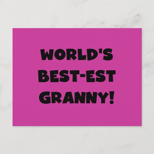 World's Best-est Granny Black Text Tshirts Gifts Postcard (Front)