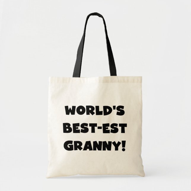 World's Best-est Granny Black Text Tshirts Gifts Tote Bag (Front)