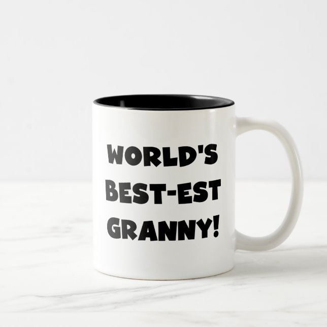 World's Best-est Granny Black Text Tshirts Gifts Two-Tone Coffee Mug (Right)
