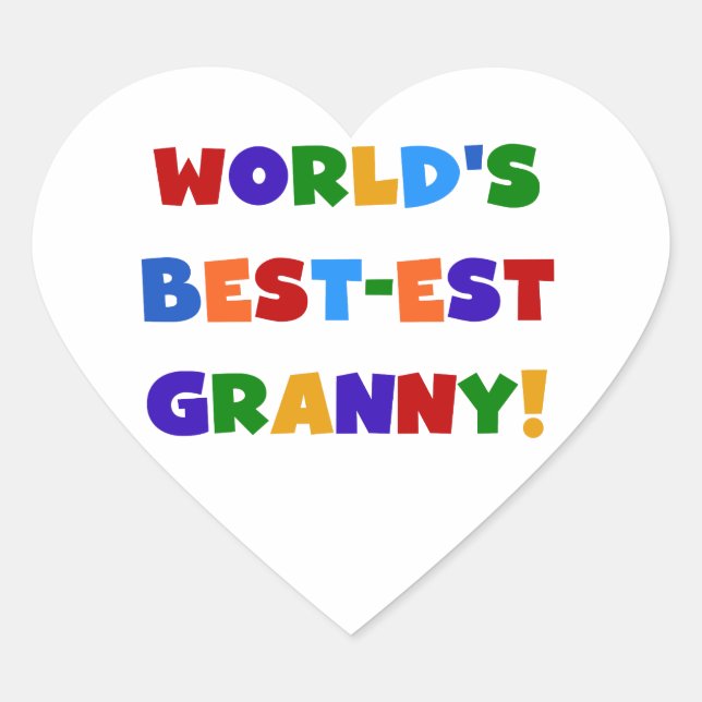 World's Best-est Granny Bright Colours Heart Sticker (Front)