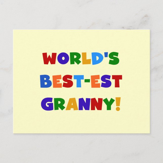 World's Best-est Granny Bright Colours Postcard (Front)
