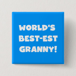 World's Best-est Granny White Text Tshirts Gifts 15 Cm Square Badge