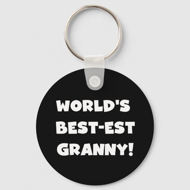 World's Best-est Granny White Text Tshirts Gifts Key Ring (Front)