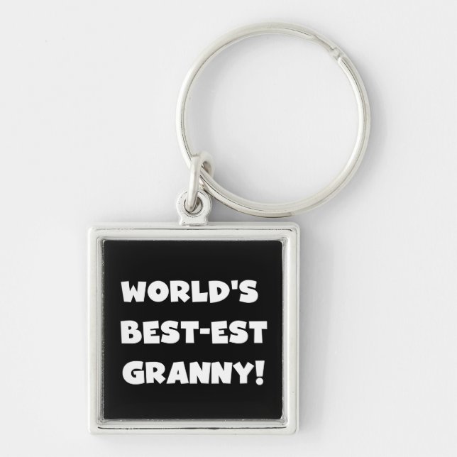 World's Best-est Granny White Text Tshirts Gifts Key Ring (Front)