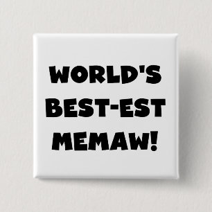 World's Best-est Memaw Black and White T-shirts 15 Cm Square Badge