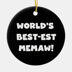 World's Best-est Memaw Black and White T-shirts Ceramic Tree Decoration