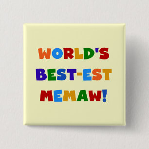 World's Best-est Memaw Bright Colours Tshirts 15 Cm Square Badge