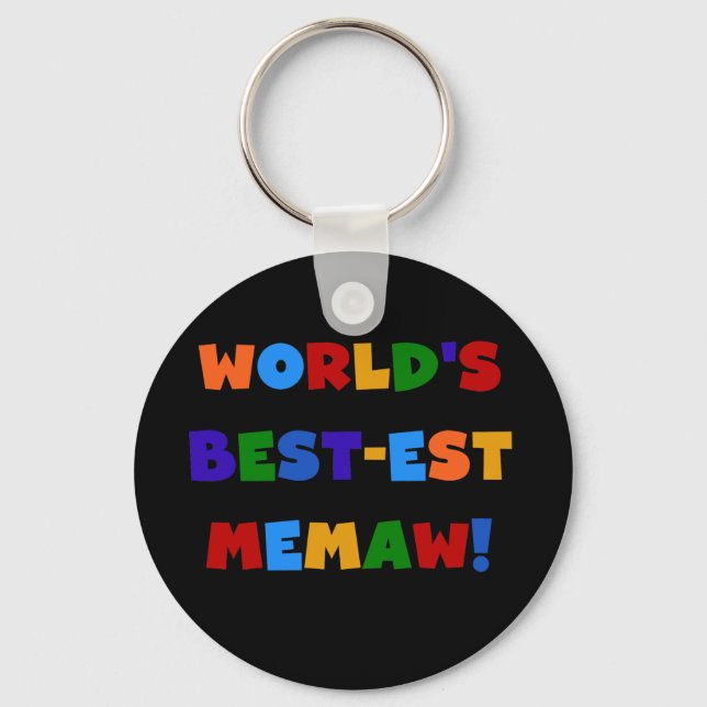 World's Best-est Memaw Bright Colours Tshirts Key Ring (Front)