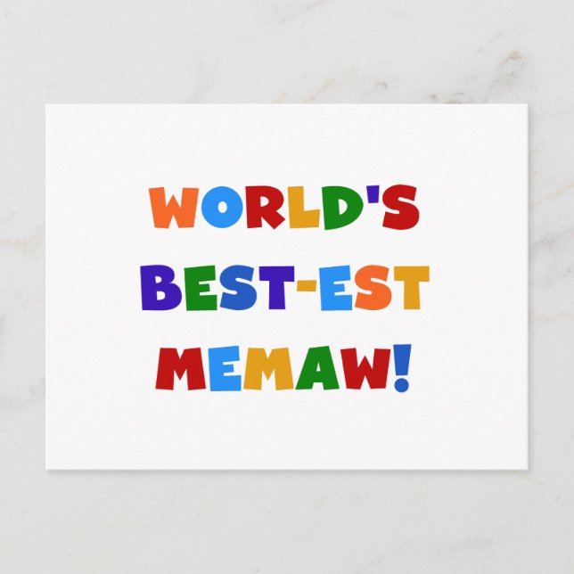 World's Best-est Memaw Bright Colours Tshirts Postcard (Front)