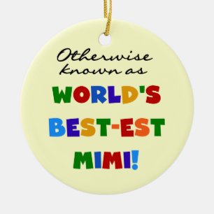 World's Best-est Mimi Bright Colours T-shirts Gift Ceramic Tree Decoration