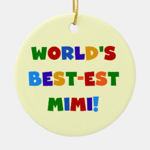 World's Best-est Mimi Bright Colours T-shirts Gift Ceramic Tree Decoration