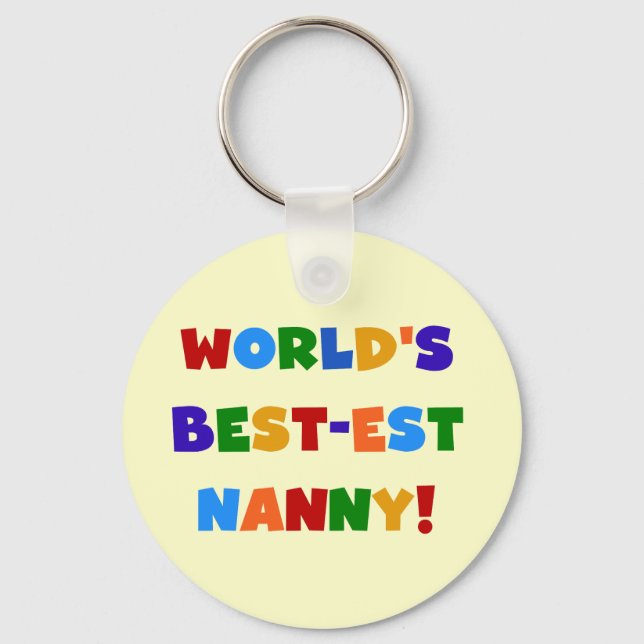 World's Best-est Nanny Bright Colours Gifts Key Ring (Front)