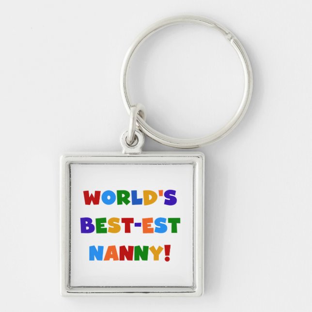 World's Best-est Nanny Bright Colours Gifts Key Ring (Front)