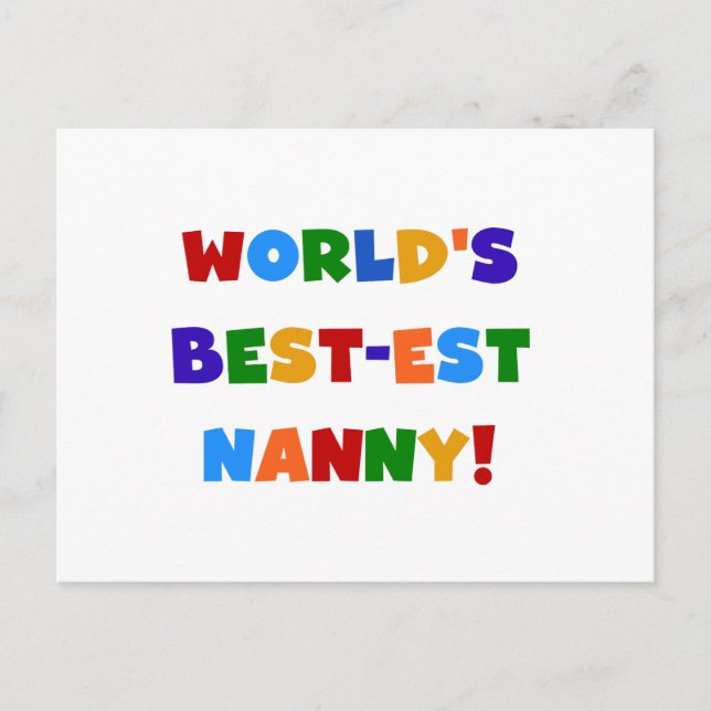 World's Best-est Nanny Bright Colours Gifts Postcard (Front)